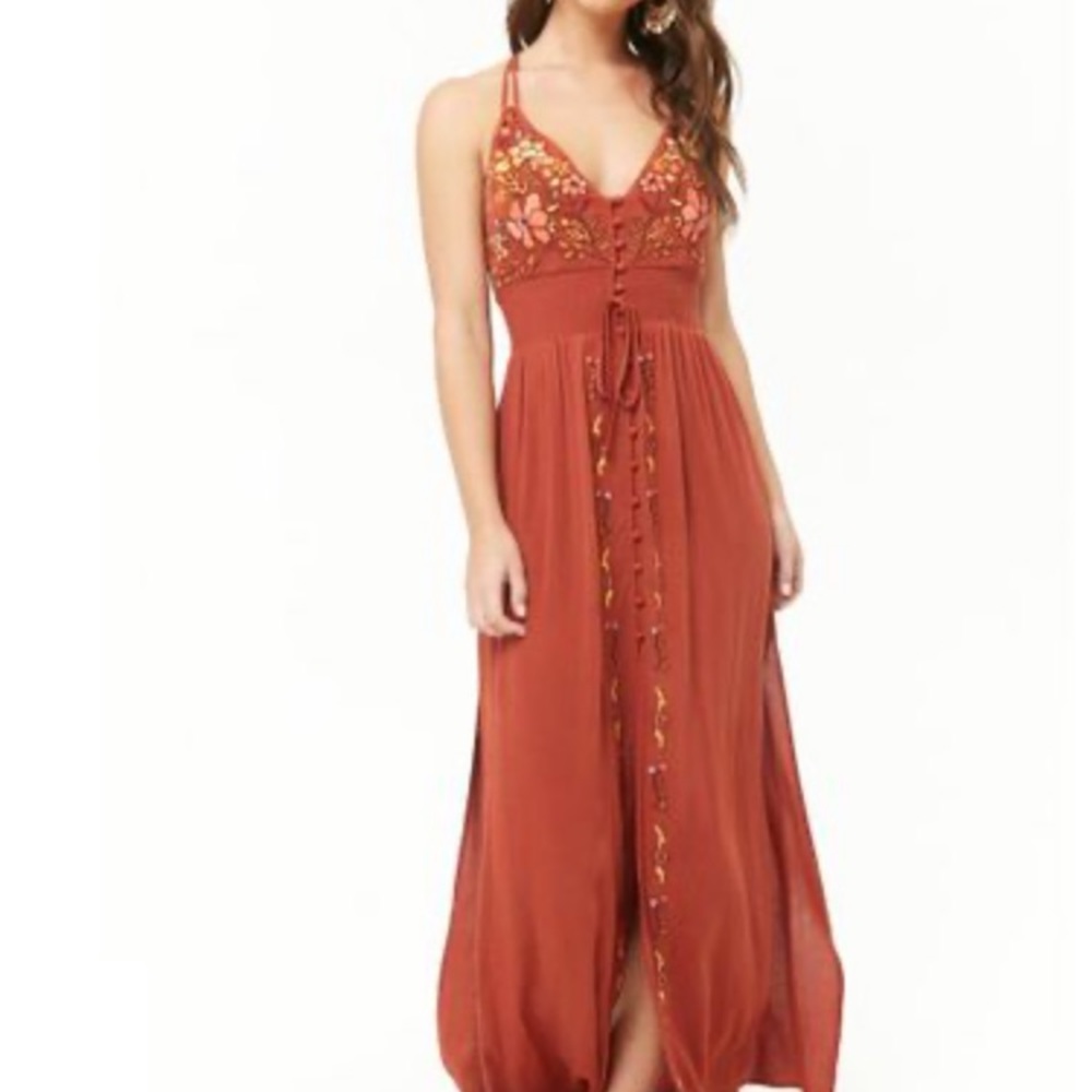 Forever 21 Maxi, embroidered floral dress